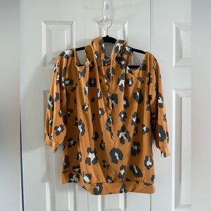 Leopard Print Women's Top - Orange and Black